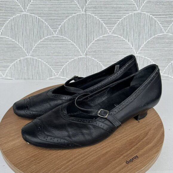 XSensible Black Leather Mary Jane Style Shoes Low Heels Buckle Strap Size 39 - Picture 8 of 9